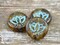 *12* 14mm Turquoise Washed Amber Picasso Lotus Flower Coin Beads